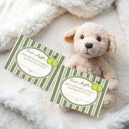 Pear sage green retro baby shower diaper raffle エンクロージャーカード