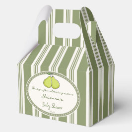 Pear sage green retro stripes baby shower custom フェイバーボックス