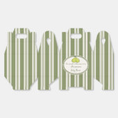 Pear sage green retro stripes baby shower custom フェイバーボックス (見開き)