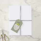 Pear sage green retro stripes baby shower favor ギフトタグ (より糸付き)