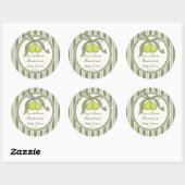 Pear sage green retro stripes baby shower favor ラウンドシール (シート)