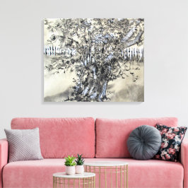 Pear Tree and Pickets / Artist Larry Lerew キャンバスプリント