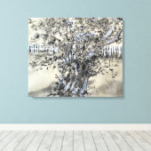 Pear Tree and Pickets / Artist Larry Lerew キャンバスプリント (インサイチュ (ウッドフロア))