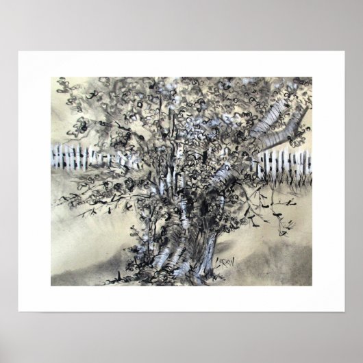 Pear Tree and Pickets / Artist Larry Lerew ポスター (正面)