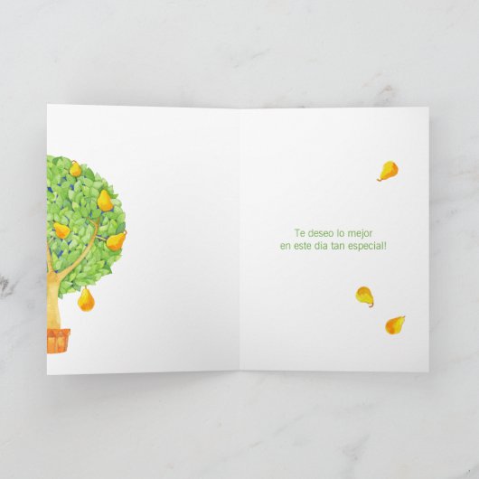 Pear Tree Feliz Cumpleanosのスペインの誕生日 カード (内部)