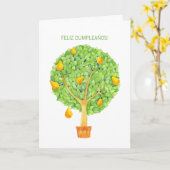 Pear Tree Feliz Cumpleanosのスペインの誕生日 カード (黄色い花)