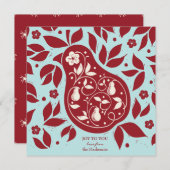 Pear Tree Partridge - cranberry red シーズンカード (正面/裏面)