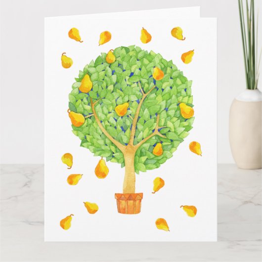 Pear Tree Pears Big Greeting空白の Card（梨の木が大きいグリーティン カード (正面)