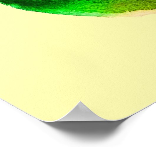 Pear watercolor green fruit ポスター (角)