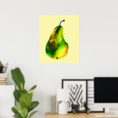 Pear watercolor green fruit ポスター (ホームオフィス)