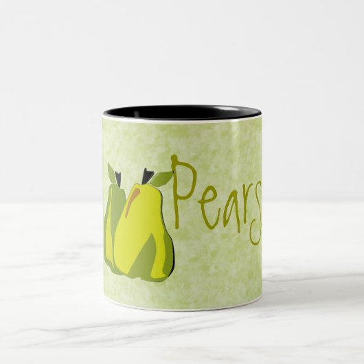 PEARfect梨の水彩背景 ツートーンマグカップ (中央)