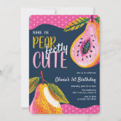 PEARfectly Cute' ふざけて可愛い1歳の誕生日 招待状 (正面)