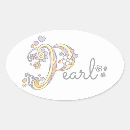 PearlまたはPラベルで始まる名前 楕円形シール (正面)