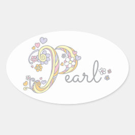 PearlまたはPラベルで始まる名前 楕円形シール