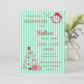 Pearl Aqua Plaid Holiday Open House Invitation 招待状 (スタンド正面)