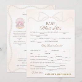 Pearl Baby Shower Game - Editable Name, 5x7 招待状