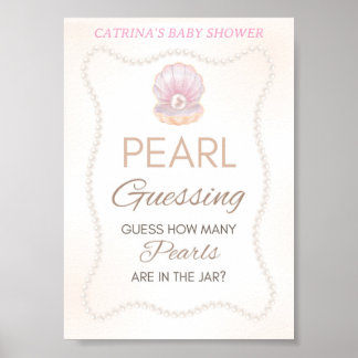 Pearl Baby Shower Game Sign ポスター