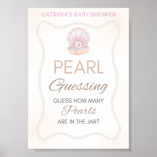 Pearl Baby Shower Game Sign ポスター (正面)
