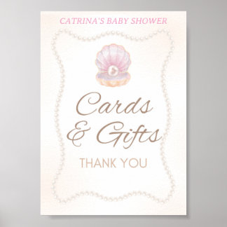 Pearl Baby Shower Game Sign ポスター