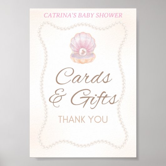 Pearl Baby Shower Game Sign ポスター (正面)