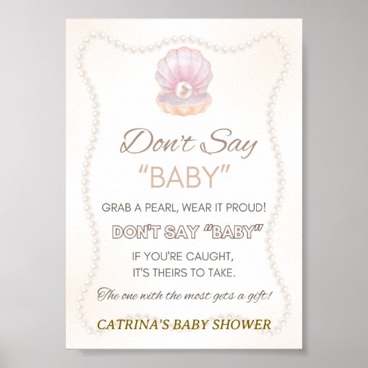 Pearl Baby Shower Game Sign ポスター (正面)