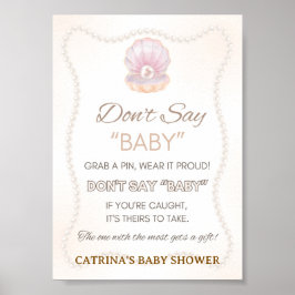 Pearl Baby Shower Game Sign ポスター