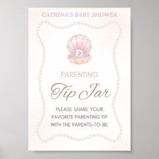 Pearl Baby Shower Game Sign ポスター