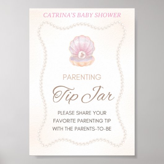 Pearl Baby Shower Game Sign ポスター (正面)