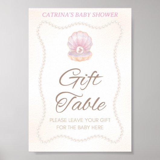Pearl Baby Shower Game Sign ポスター (正面)