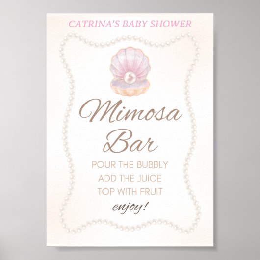 Pearl Baby Shower Game Sign ポスター (正面)