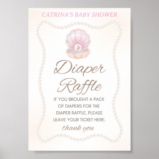 Pearl Baby Shower Game Sign ポスター (正面)