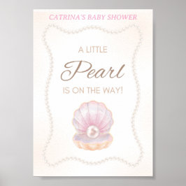 Pearl Baby Shower Game Sign ポスター