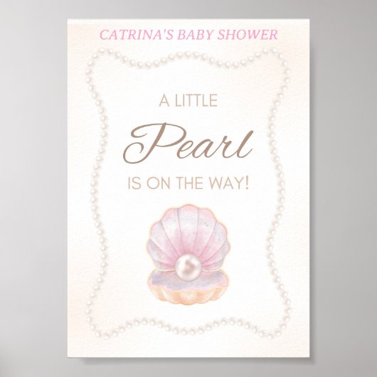 Pearl Baby Shower Game Sign ポスター (正面)