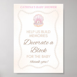 Pearl Baby Shower Game Sign ポスター