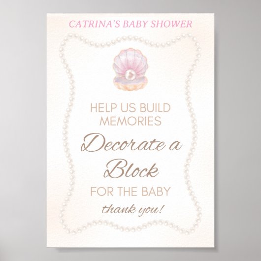 Pearl Baby Shower Game Sign ポスター (正面)