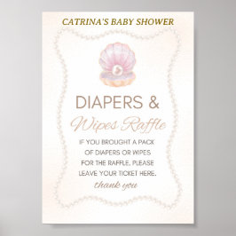 Pearl Baby Shower Game Sign ポスター