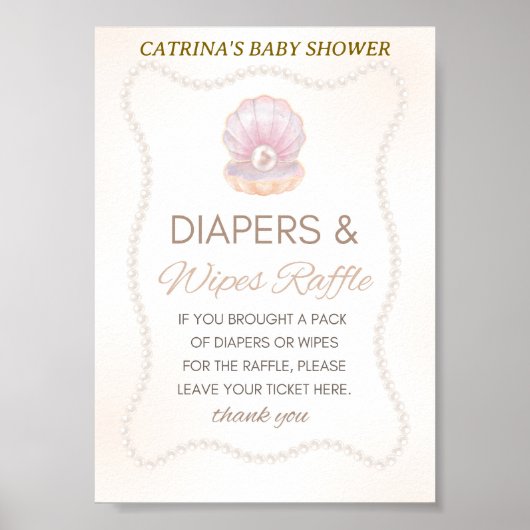 Pearl Baby Shower Game Sign ポスター (正面)