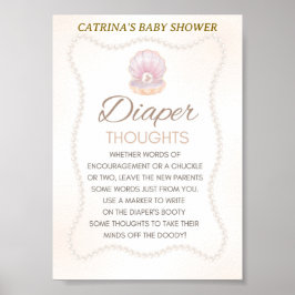 Pearl Baby Shower Game Sign ポスター