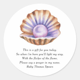 Pearl Baby Shower - Prayer Candle Label ラウンドシール