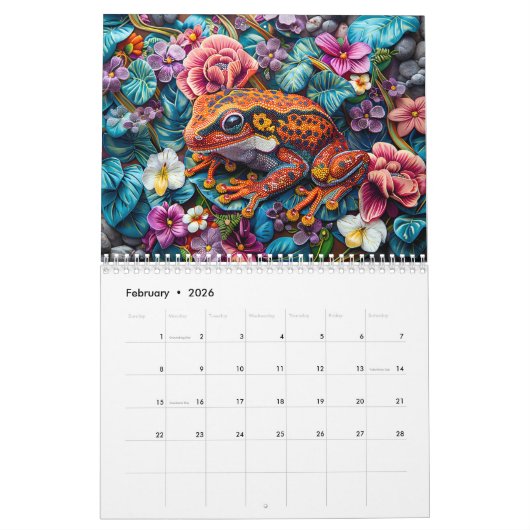 Pearl & Bead Embroidery – 2026 Calendar カレンダー (2月 2026)