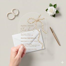 Pearl Bow Arch She's Tying the Knot Bridal Shower  アクリル招待状