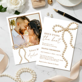 Pearl Bow She's Tying the Knot Bridal Shower Photo 招待状