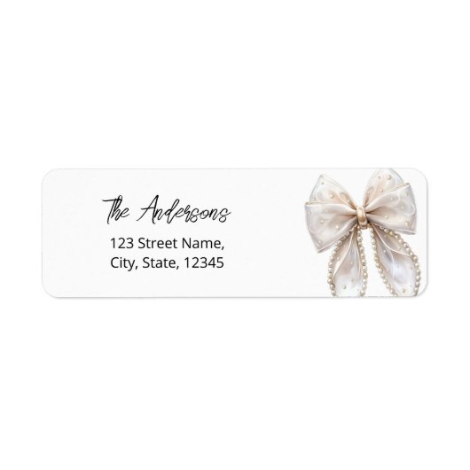 Pearl Bow White Return Address Label ラベル (正面)