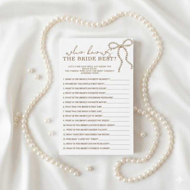 Pearl Bow Who knows Bride Best Bridal Shower Game (クリエイターアップロード済み)