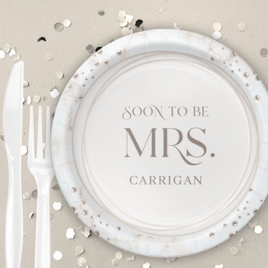 Pearl Bridal Shower Soon to be Mrs. Modern Minimal ペーパープレート