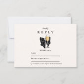 Pearl Champagne Glass Graduation 出欠カード (正面)