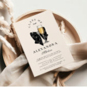 Pearl Champagne Glass Graduation 招待状