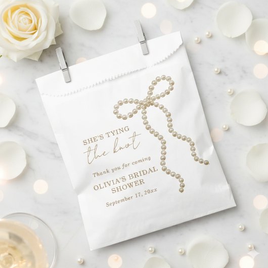 Pearl Chic She's Tying the Knot Bow Bridal Shower フェイバーバッグ