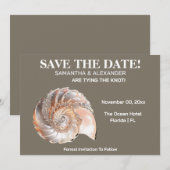 Pearl Conch Shell Beach Wedding Announcement 招待状 (正面/裏面)