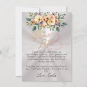 Pearl - Floral & Silver Tiara Quinceanera サンキューカード (正面)